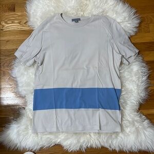 Mens COS Light Gray/Beige Color-block T-Shirt